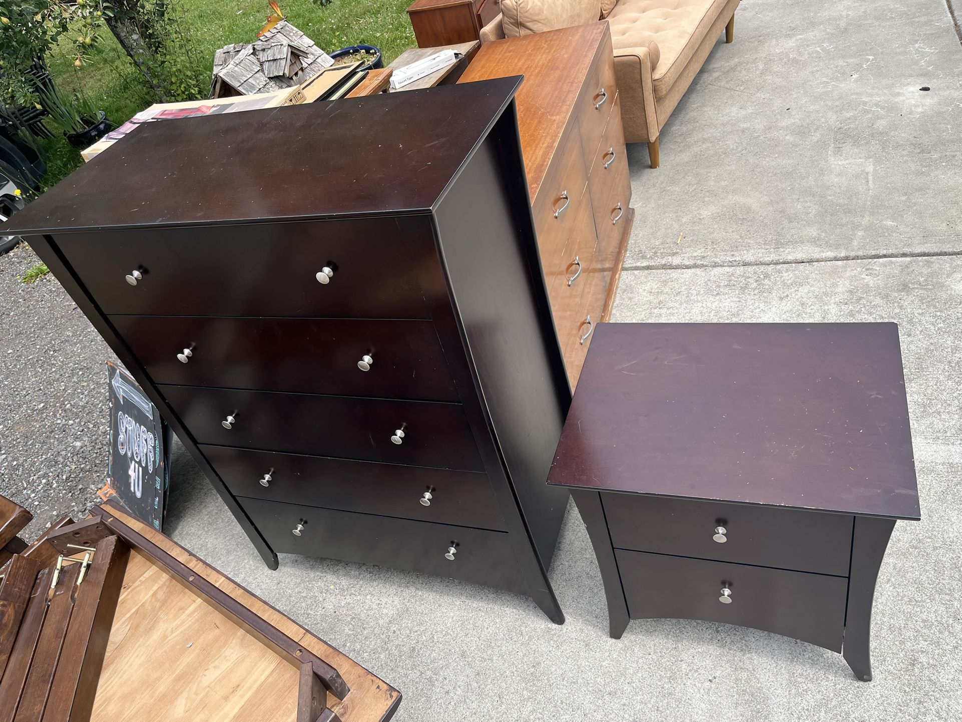 Handsome Burgundy Dresser & Nightstand