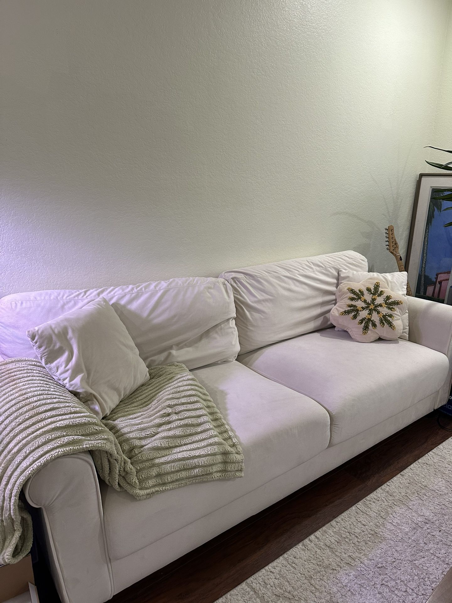 White Velvet Couch-82” 