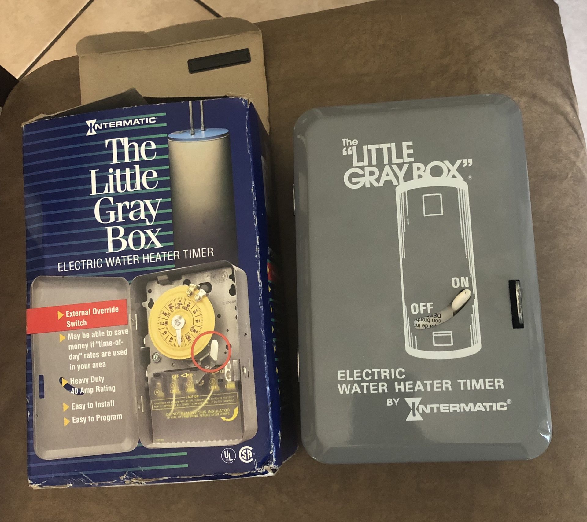 Little gray box water heater timer