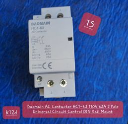 Baomain AC Contactor HC1-63 110V 63A 2 Pole Universal Circuit Control &KYiG