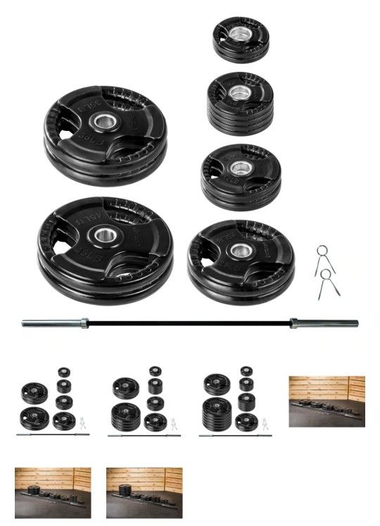 300 Lb Rubber Coated Olympic Weight Set