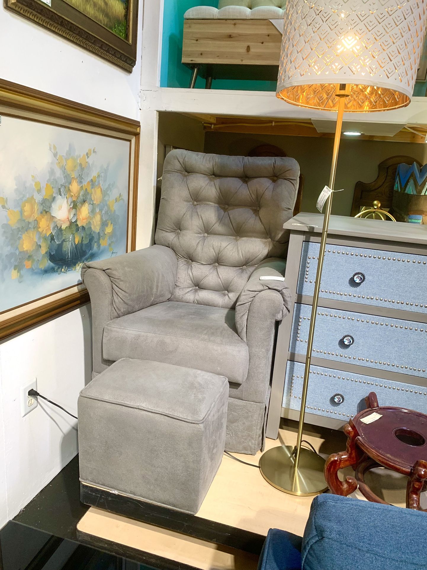 Gray Comfy Nursery Chair
