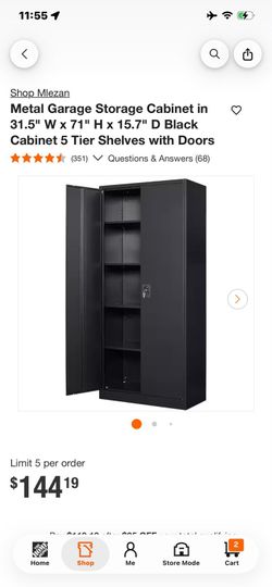 Mlezan Black Metal Garage Storage Cabinet