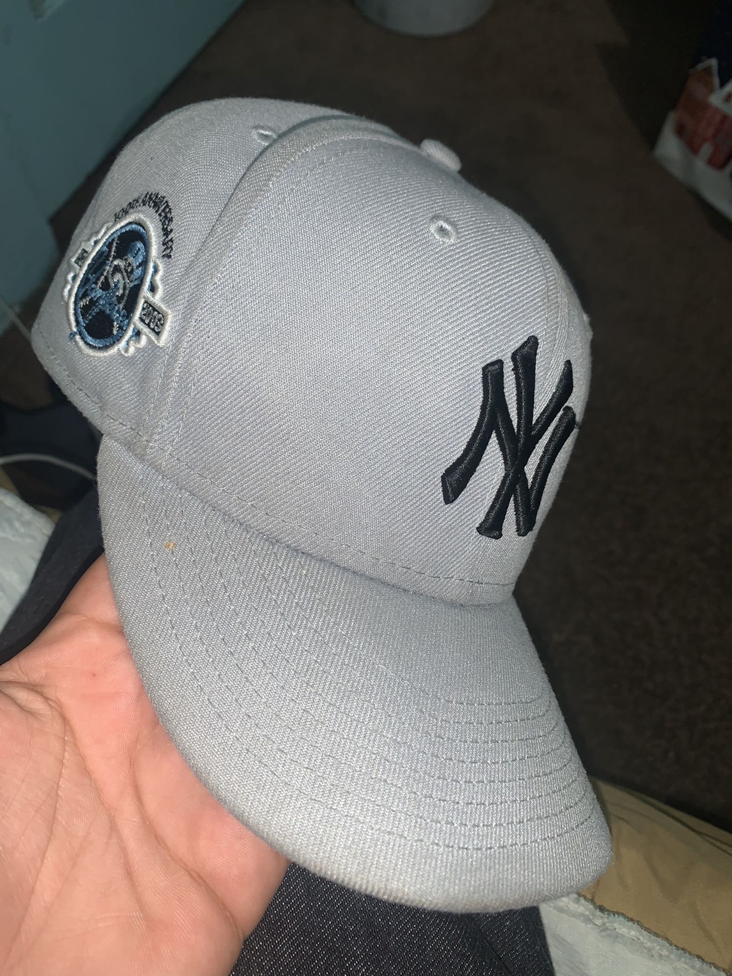 New Era 100th Anniversary NY hat (blue Brim)  Moneysignsuede Signature(legit) (Moraculous Signature Too) Evidence Available.