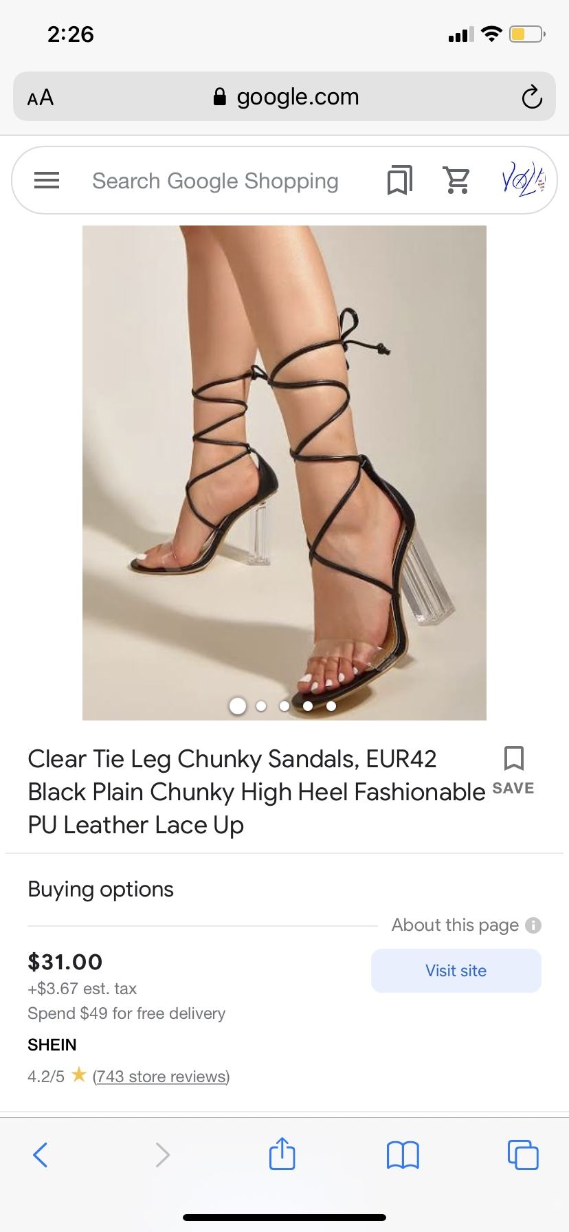 Yoki Black And Clear Lace Up Heels