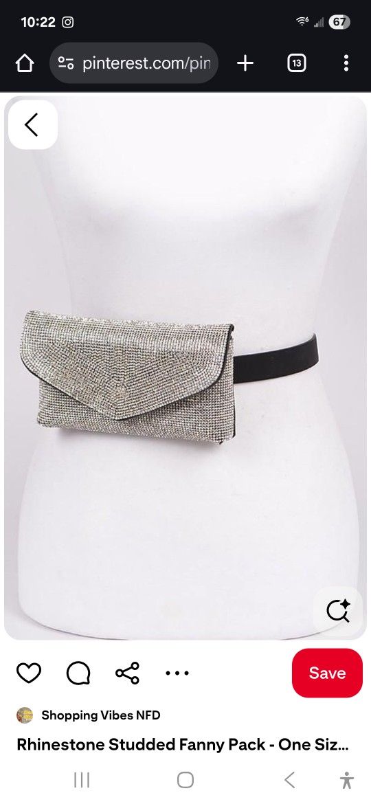 Crystal Rhinestone FannyPack Belt Purse Cute Fashion Clutch Bag