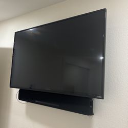 Vizio 42” LCD TV With Yamaha Sound Bar And Sanus Wall Mount 