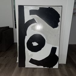 Abstract Black and White Painting H 60 x W 40