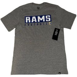 Los Angeles Rams Football 47 Brand Gray T Shirt Mens Medium - 2XL  New