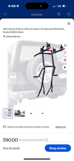 Allen Sports Deluxe 2-Bicycle Spare Tire Mounted Bike Rack, Model 302DN, Black