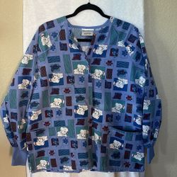 Ladies Fundamentals Dalmatians scrub jacket-size M