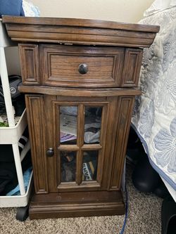 Wood Nightstand with Drawer and Cabinet