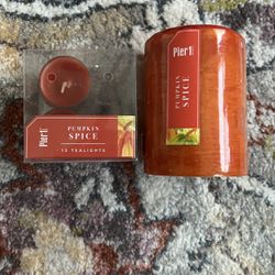 Pier 1 Imports Pumpkin Spice 4 Tealights And Scented Candle