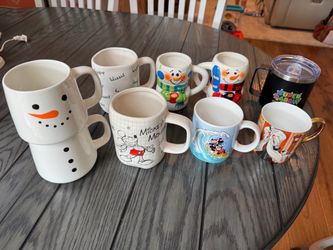 Excellent condition Mug Bundle – Disney, Snowmen, Super Mario & More – 8 Mugs – $30