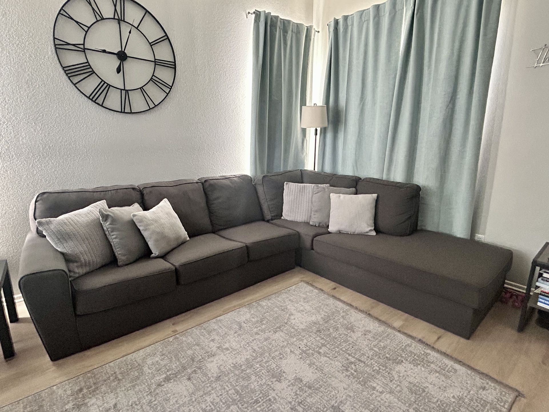 Grey Sectional Couch With Pillows