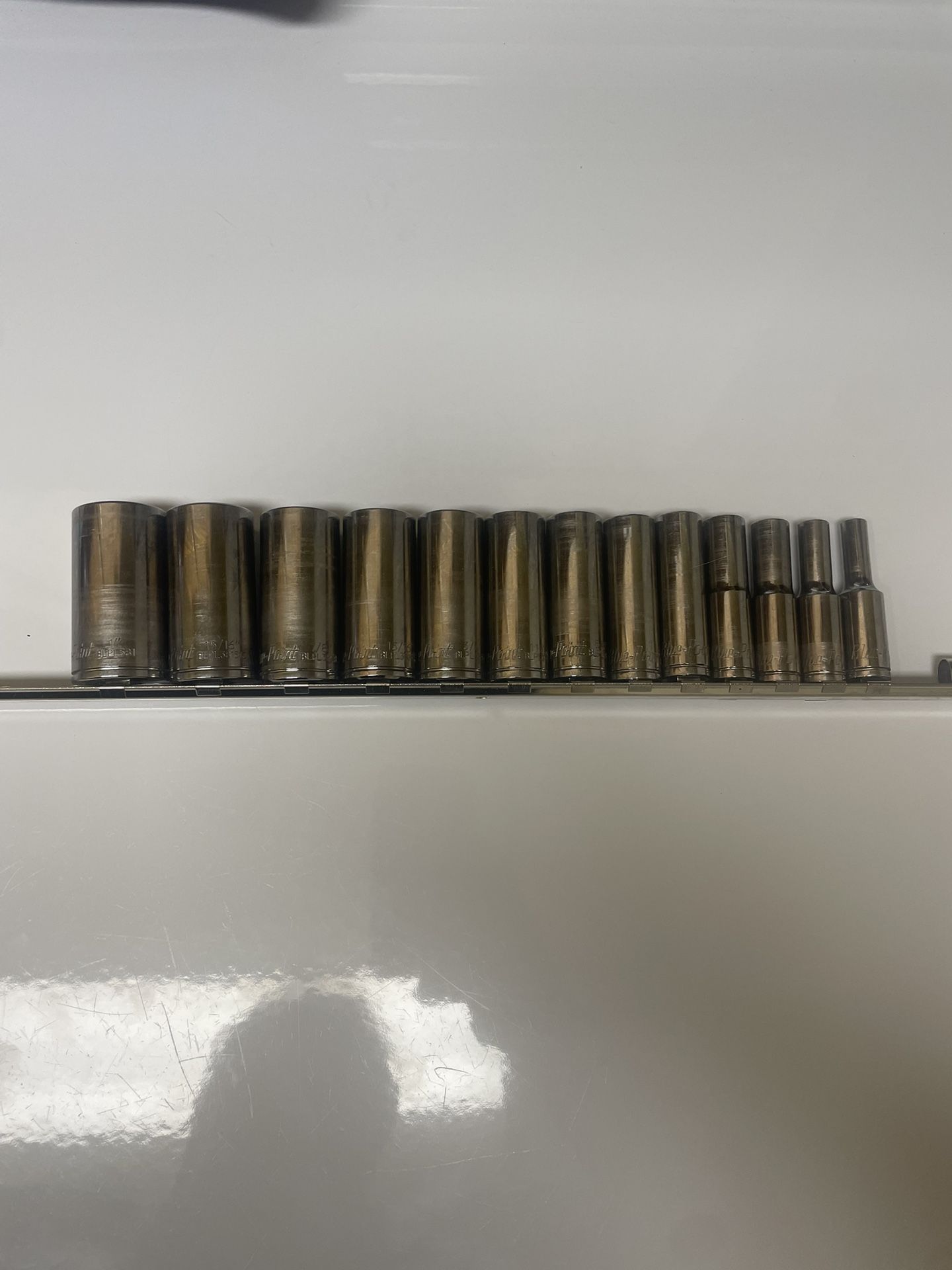 Snap-on/Blue Point 13 piece 3/8 Dr. SAE deep sockets