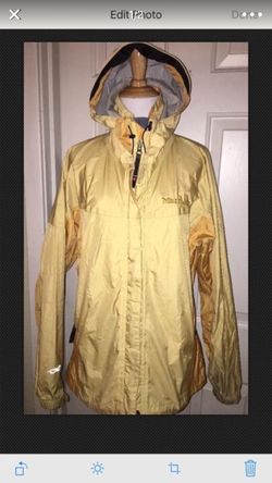 Mens Marmot Rainwear Waterproof Yellow Jacket Windbreaker Size Medium W/ Hood