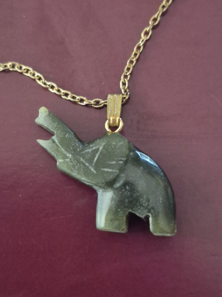 Jade Elephant Pendant N Chain