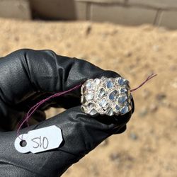 925 Silver Nugget Ring With Diamond Cut