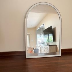 Large Arched Wall Mirror with Cream Frame