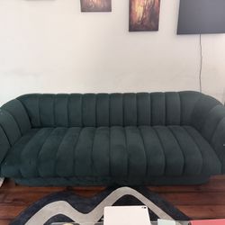 Emerald green fluted Sofa 