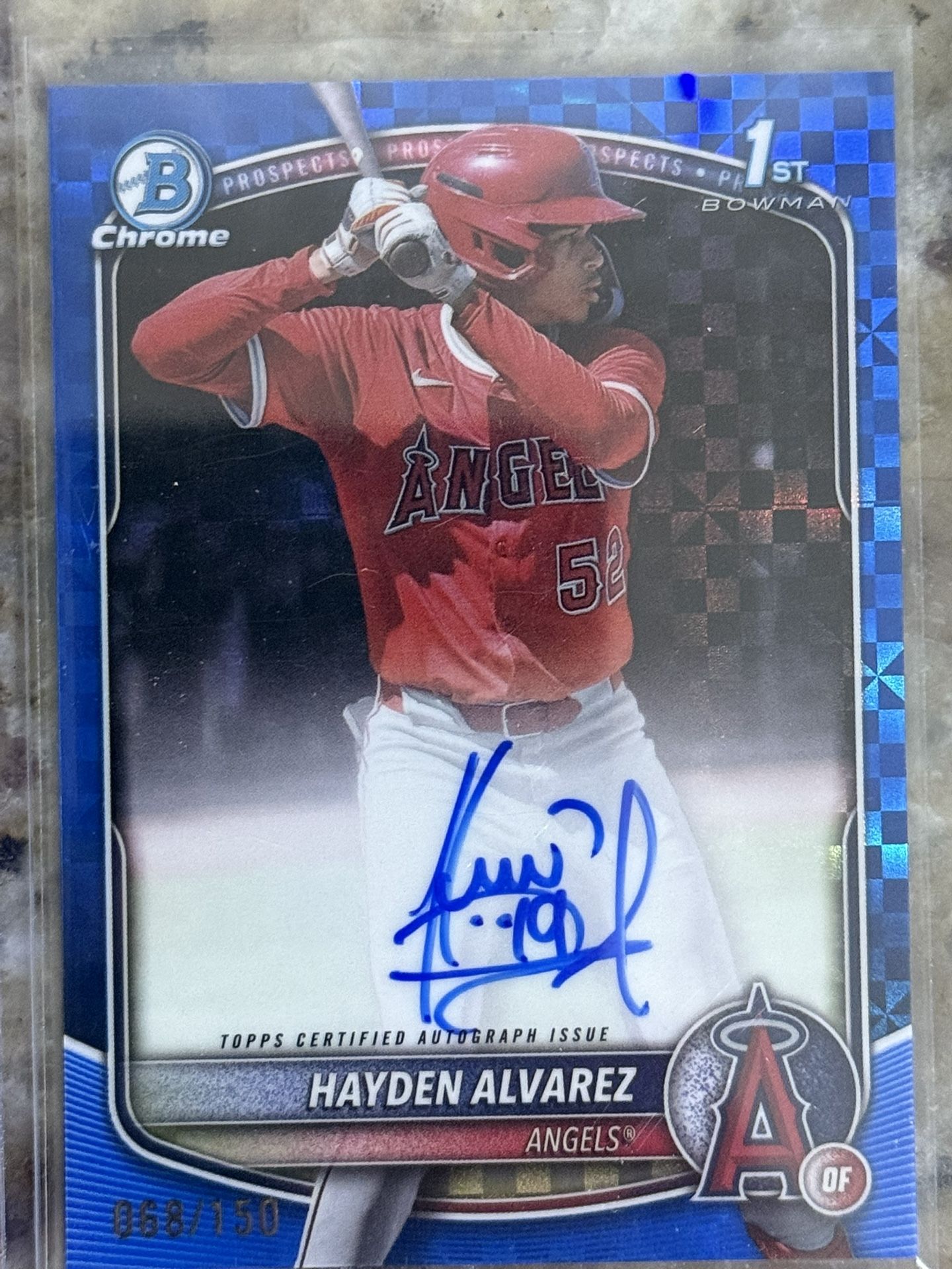 Hayden Alvarez 2025 Bowman Chrome 1st Blue Xfractor /150 Auto
