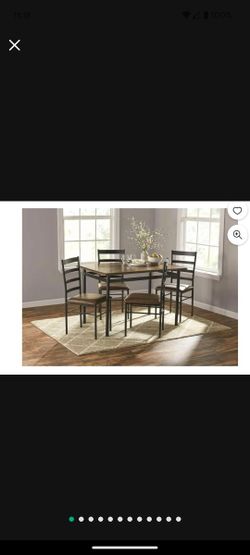 Mainstays 5-Piece Wood & Metal Dining Room Set, Seats 4, Canyon Walnut & Black