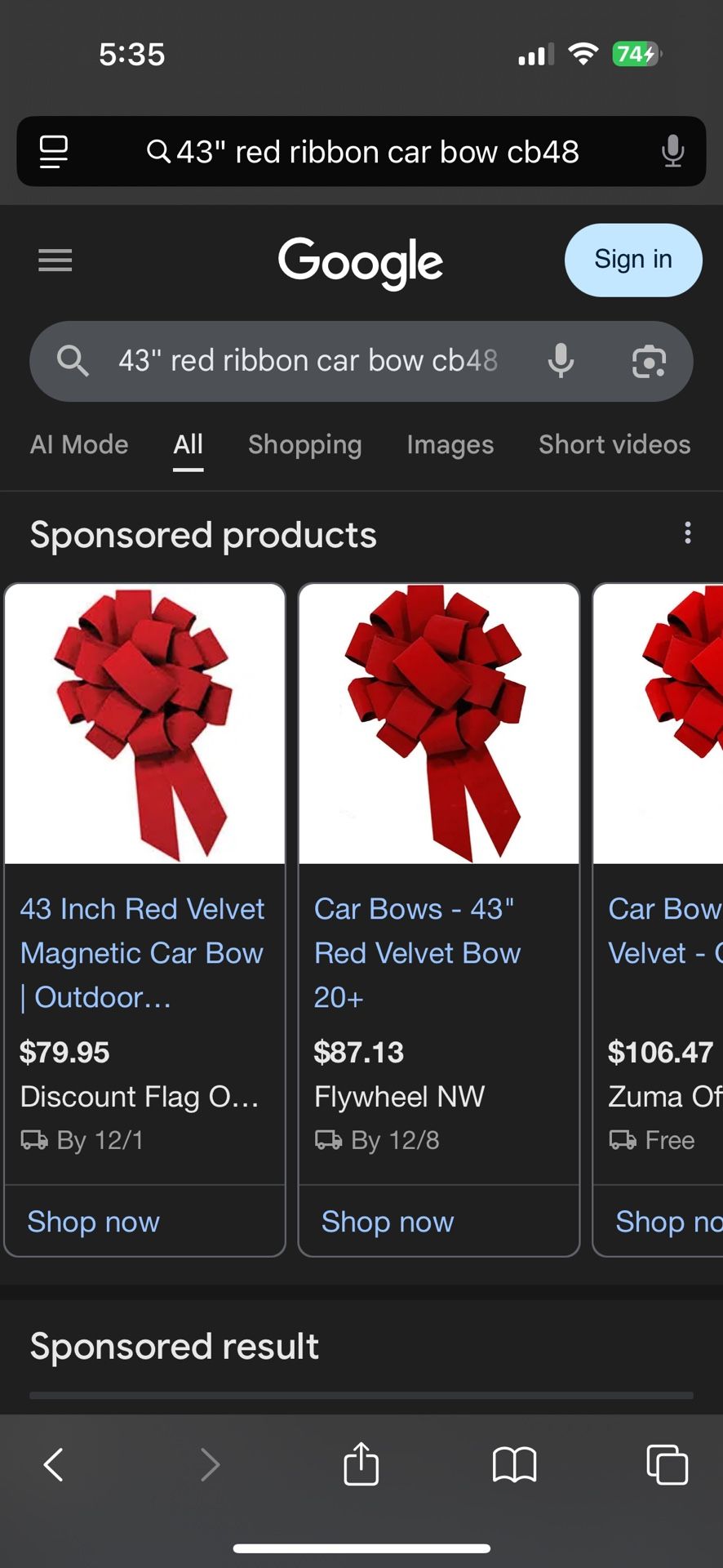 XL Red Ribbon Car Bow 
