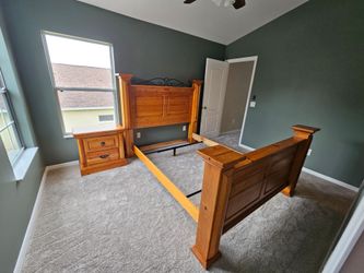 Solid Wood Bed Frame with Nightstand Set