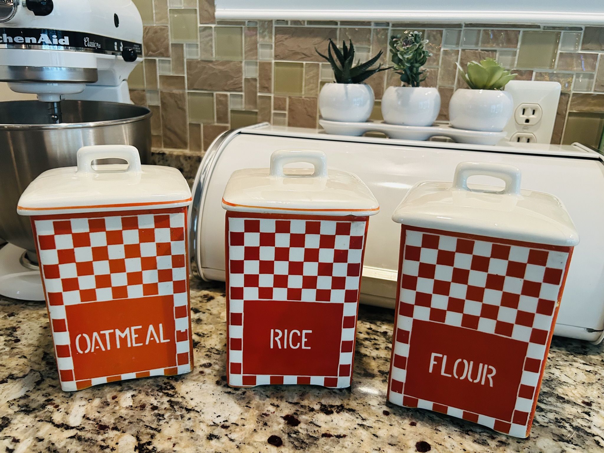 Three Piece Czechoslovakian Porcelain Canisters