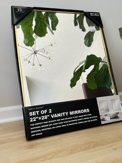 (NEW ) Set Of 2 (Two) Gold Vanity Mirrors 