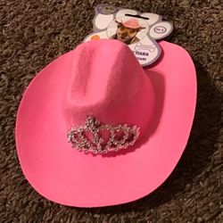 M/L Pink Dog Cowboy Hat With Tiara