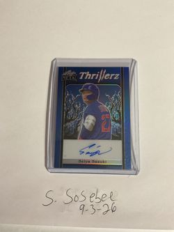Seiya Suzuki #'d /9 AUTO 2023 Leaf Metal Thrillerz Blue Chicago Cubs