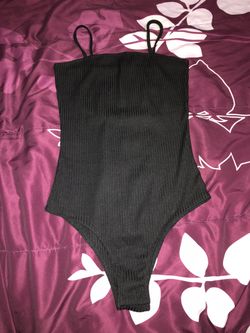 Black Ribbed Knit Cami Bodysuit