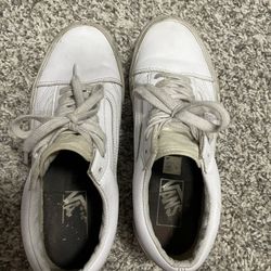 White Leather Vans Woman’s Size 8.5