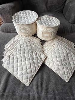 Set of 2 Quilted Fine China Storage Cases for 11” and 9.5" Plates by Grandin Road
