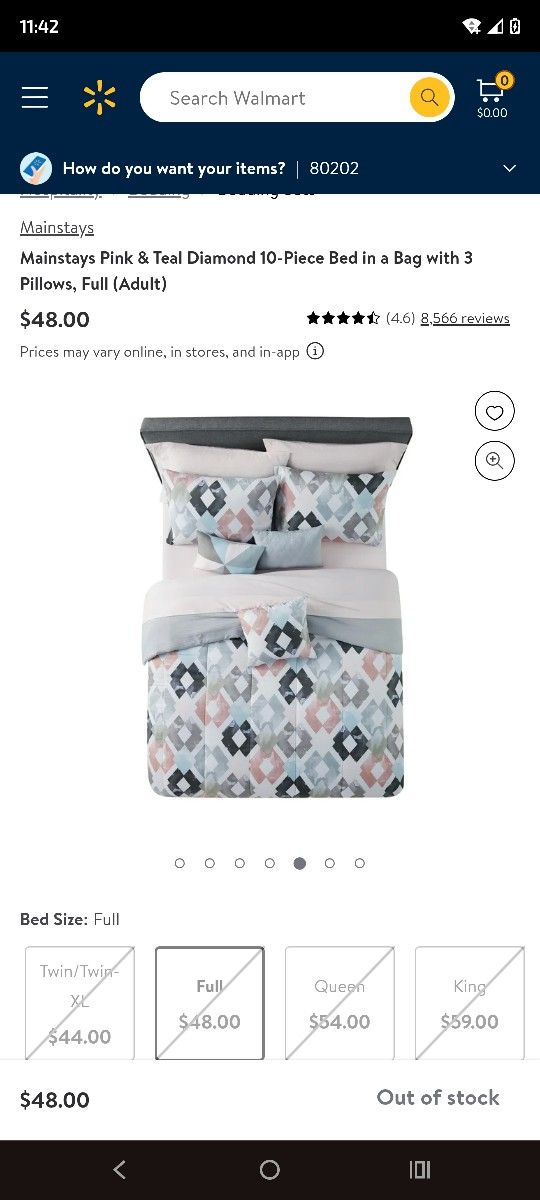 Pink & Teal Diamond 10-Piece Bed in a Bag (size full)