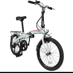 20" WHITE 7 SPEED FOLDING SHIMANO COMPACT COMMUTER BIKE