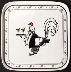 ZRIKE Rooster Bartender Cocktails/Square Plate