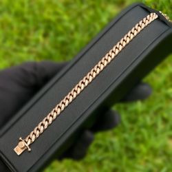 Jewelry 10k solid Yellow rose red Cuban link bracelet 8.00” 41.40grams 8.00mm