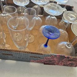 Lot of wine beer champagne glasses