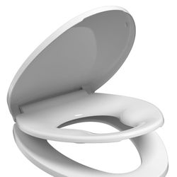 Aquatiz Elongated Toilet Seat with Built-in Toddler Seat, Soft Close Kids Toilet Seat Attachment, Ideal for Potty Training