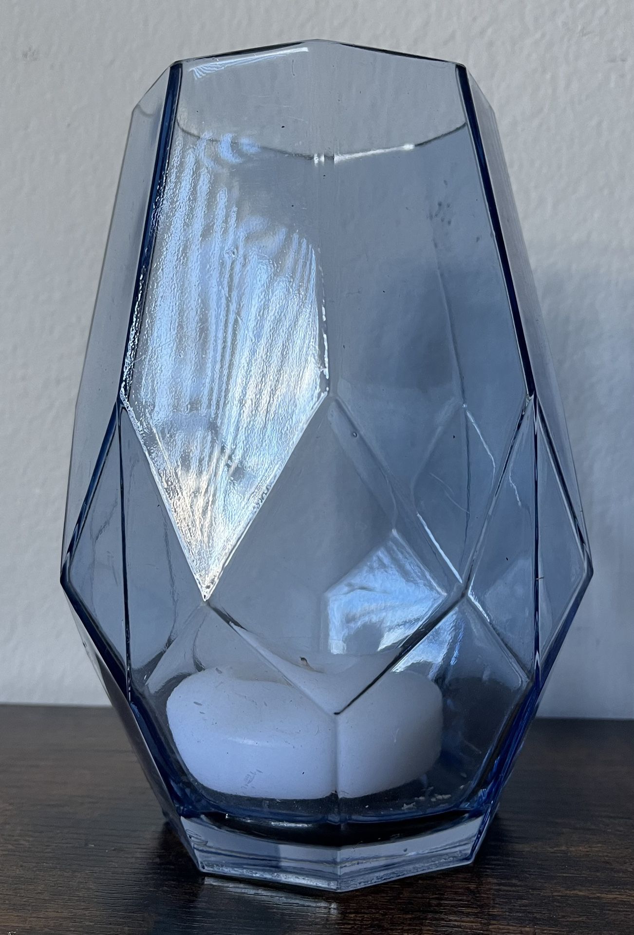 Blue Glass Vase / Candle Holder 