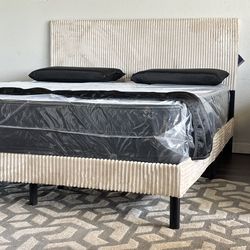 Queen bed plus mattress ( )