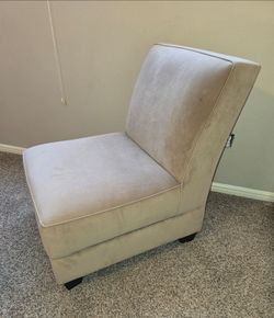 Armless Beige Upholstered Chair