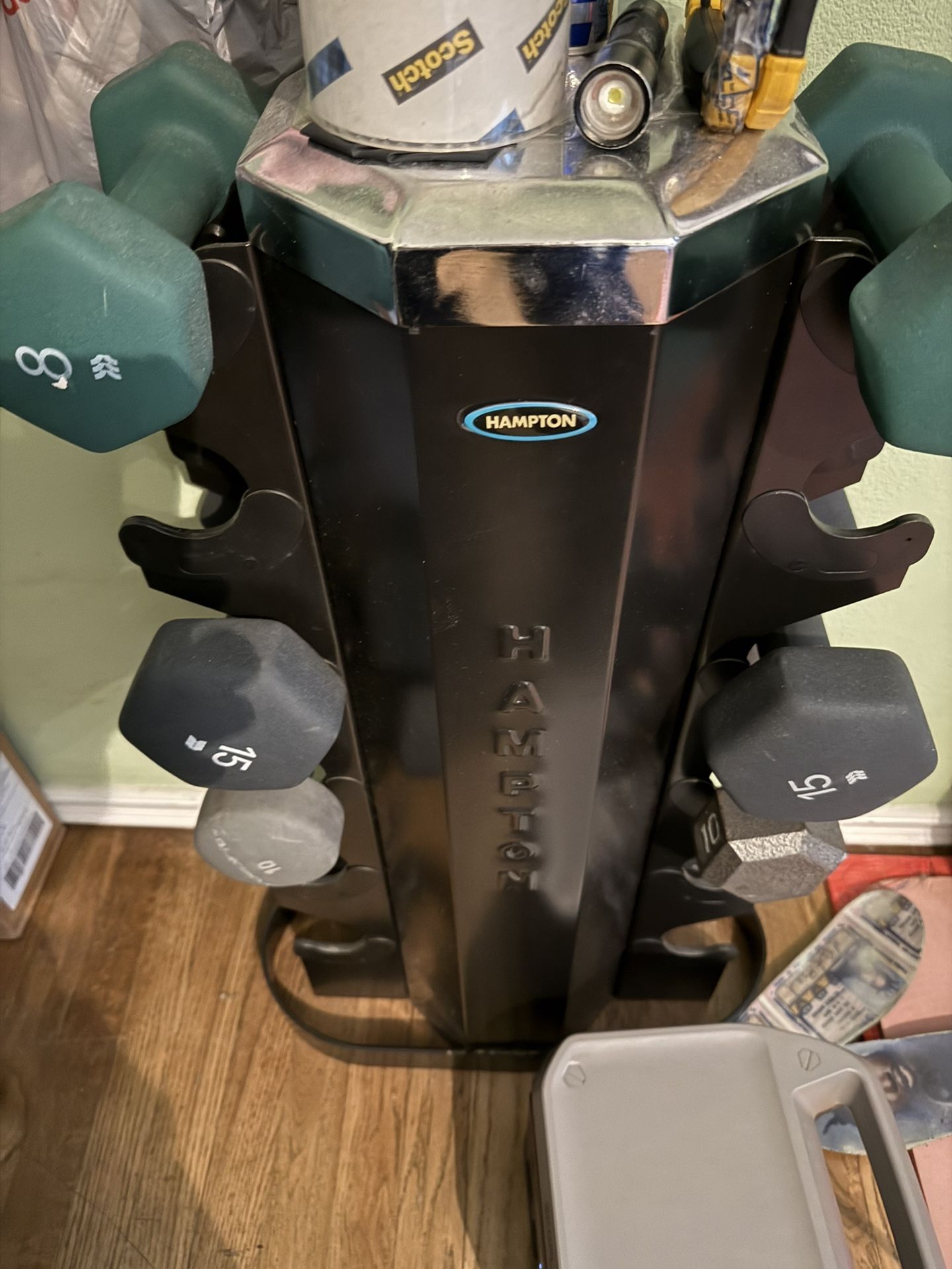 Hampton 2 sided 6 row dumbbell rack tower 