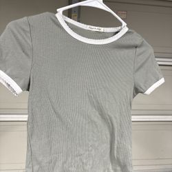 Heart & Hips Ribbed Crop Top Small Sage Green