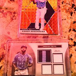LOT- RANDY AROZARENA /64 Rare 2021 Panini Mosaic Red Yellow Prizm & /99 QUAD PATCH BASEBALL CARDS
