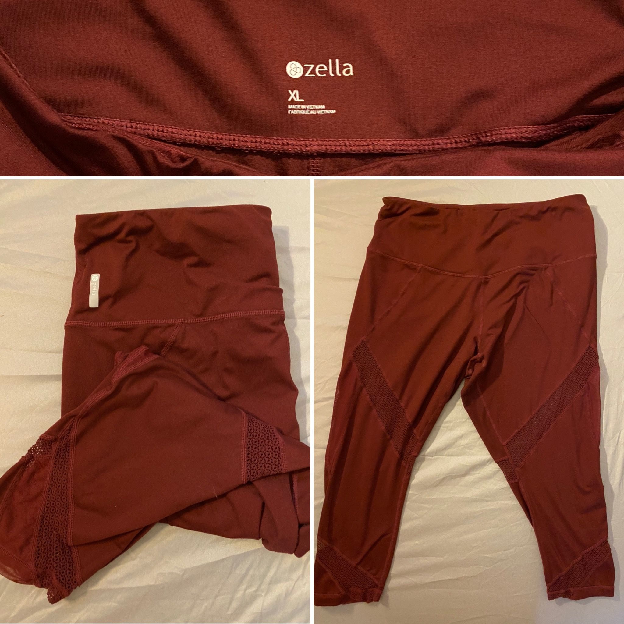 Zella Maroon XL Crop Leggings