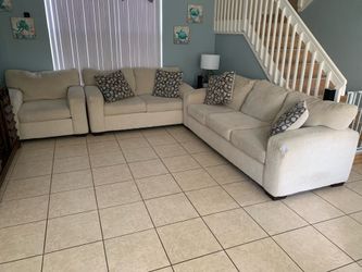 3-Piece Living Room Set - Sofa, Loveseat, & Armchair (Beige/Cream)